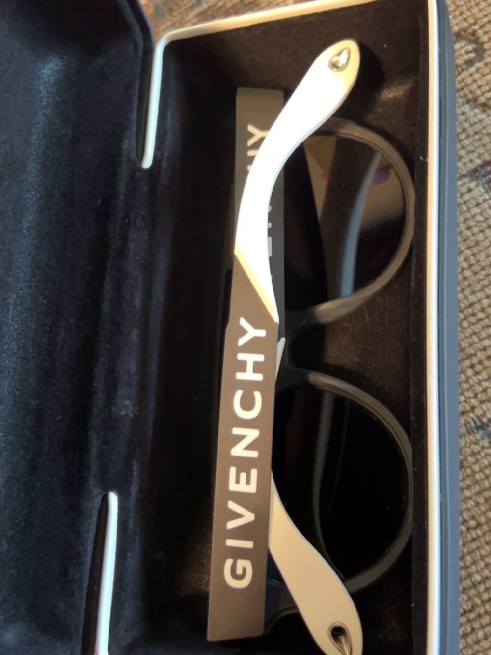 Givenchy Black Sunglasses with White Temples and Logo Arm